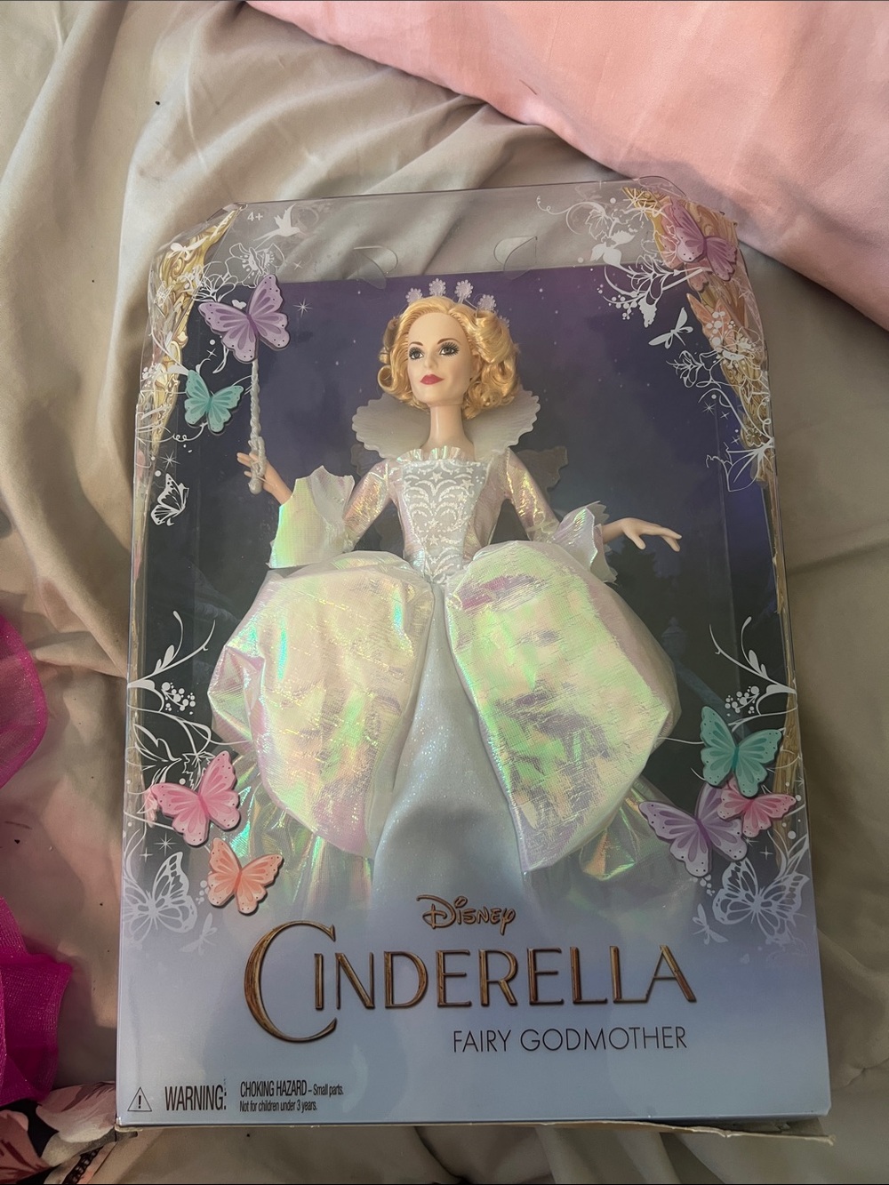 Disney Cinderella Fairy Godmother Doll - White Iridescent Dress with Gold Hair